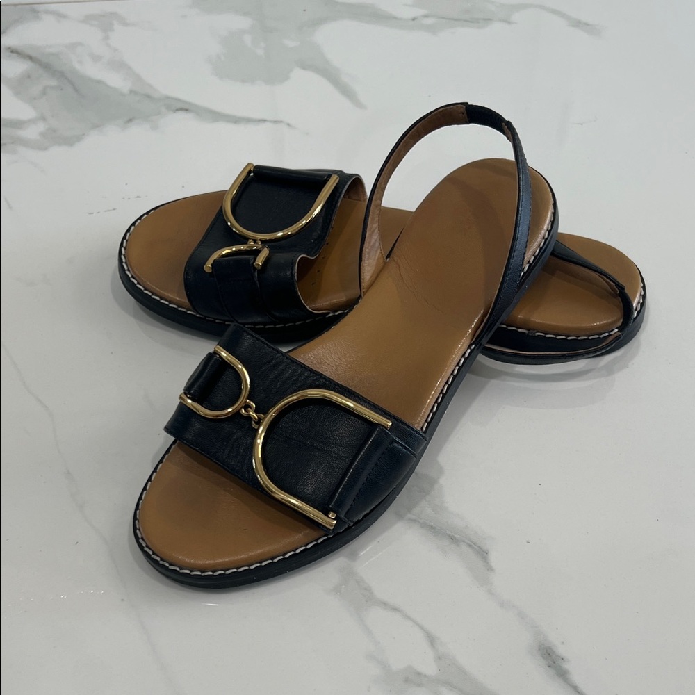 Geox Black Sandals with Gold Buckles - Picture 6 of 8